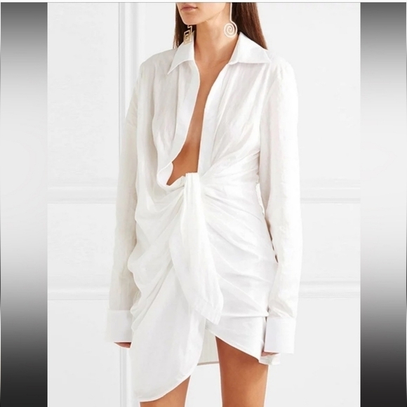 Draped Sexy Mini Shirt Wrap Ruched Mini Dress - Picture 4 of 6